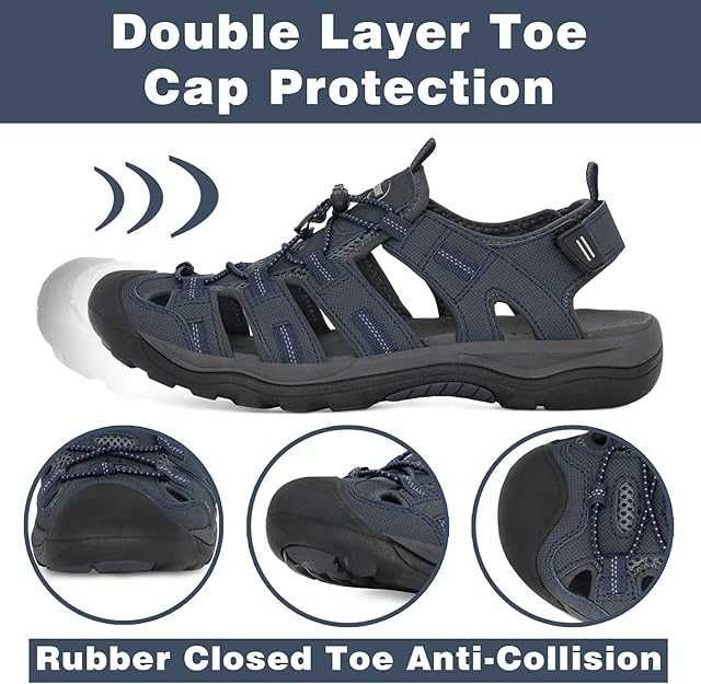 GRITION Мъжски спортни туристически сандали със затворени пръсти