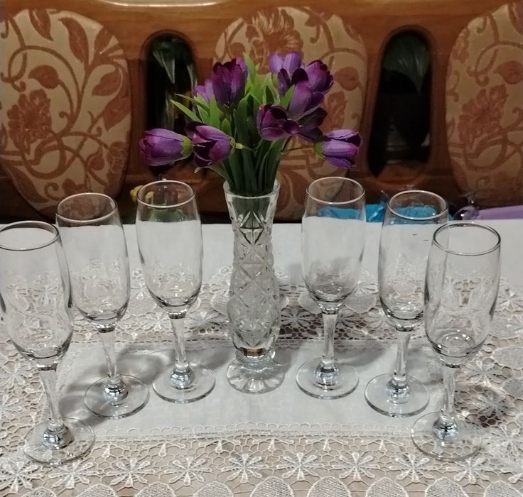 Фужеры для шампанского 21 см 6 - 12шт.Франция, хрустальные рюмки