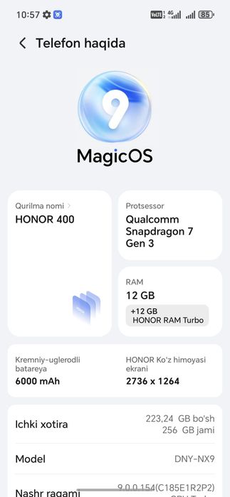 Honor 400 ideal holatda