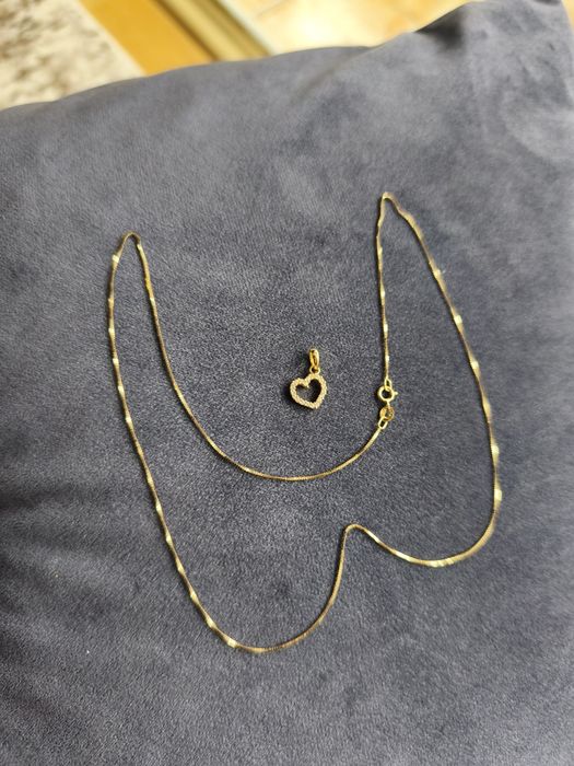 Lanț aur 18k 750 + pandantiv 18k diamante