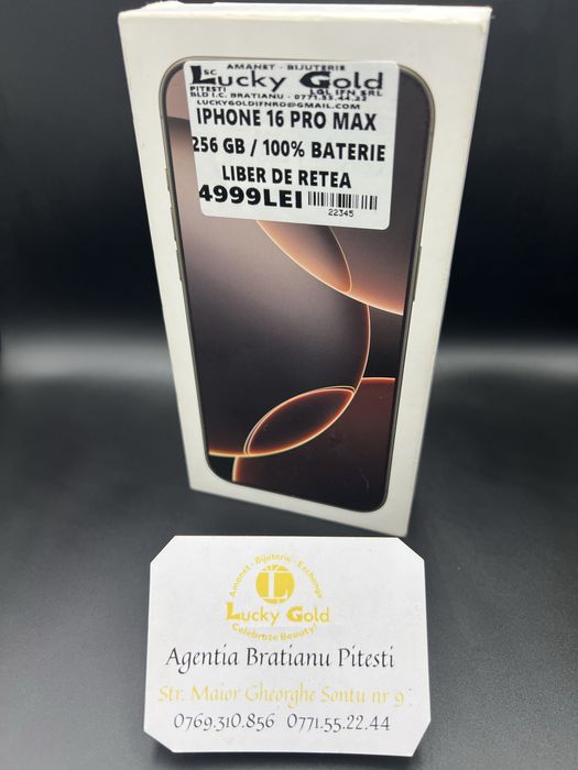 Iphone 16 Pro max 256GB 100% Baterie Liber de retea cod prod 22345