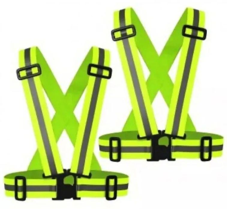 Set 2 veste reflectorizante, Ham Verde Fluorescent Elastic Reglabil
