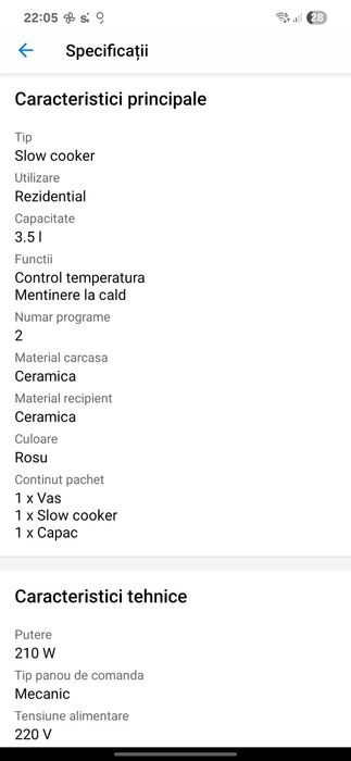 Oală Slow cooker Crock-Pot 3.5 l, nou, fără etichetă