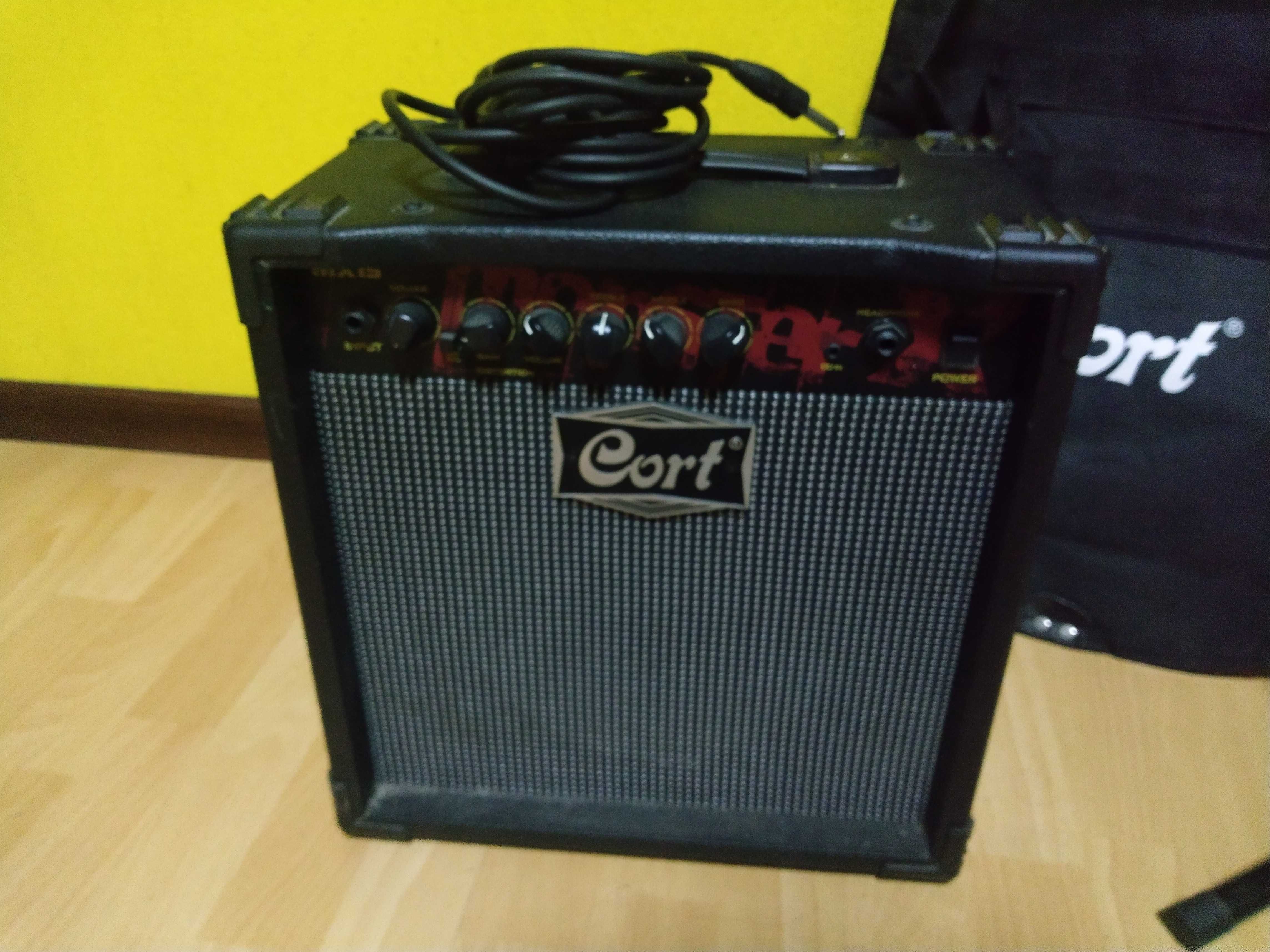 КОМПЛЕКТ: Електрическа китара Cort X-1 + кубе + калъф + стойка +перца