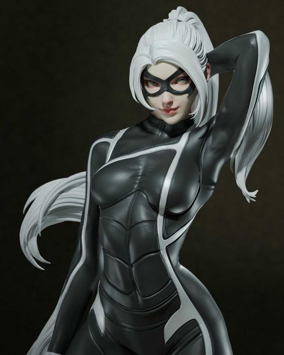 Figurina 3D din Rășină - Black Cat - Detalii Excepționale