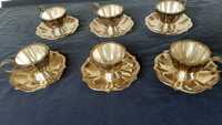 Set 6 cești+6 farfurioare ceai,cafea,argint masiv 800,Franta,1887-1900