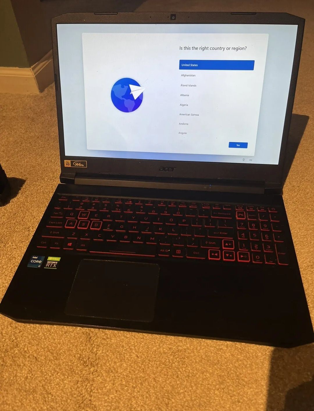 Ноутбук Notebook Acer nitro 5 Intel i7 11800H
