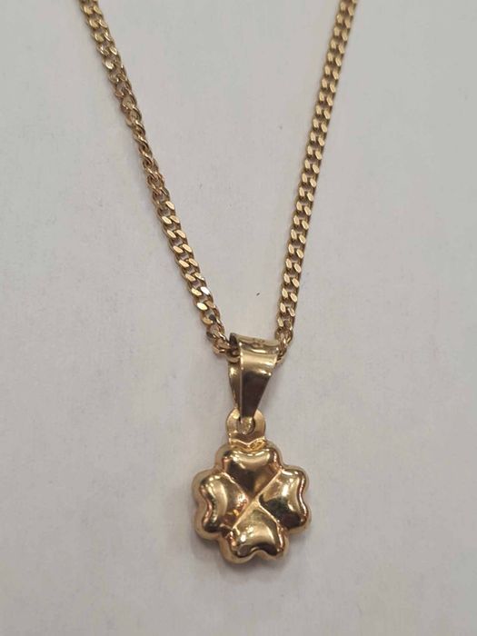 Lant si pandantiv trifoi din aur galben 14k, LAU11