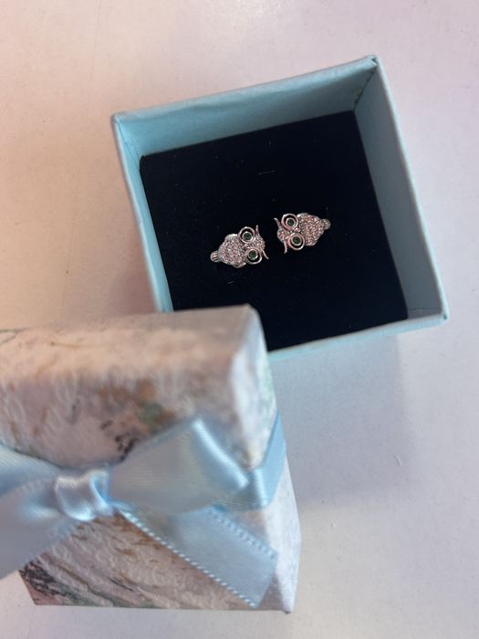 Сребърни дамски обици ,,бухал”