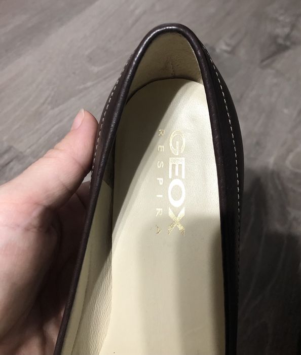 Pantofi piele geox 38 pantofi noi piele maro cu toc geox respira 38