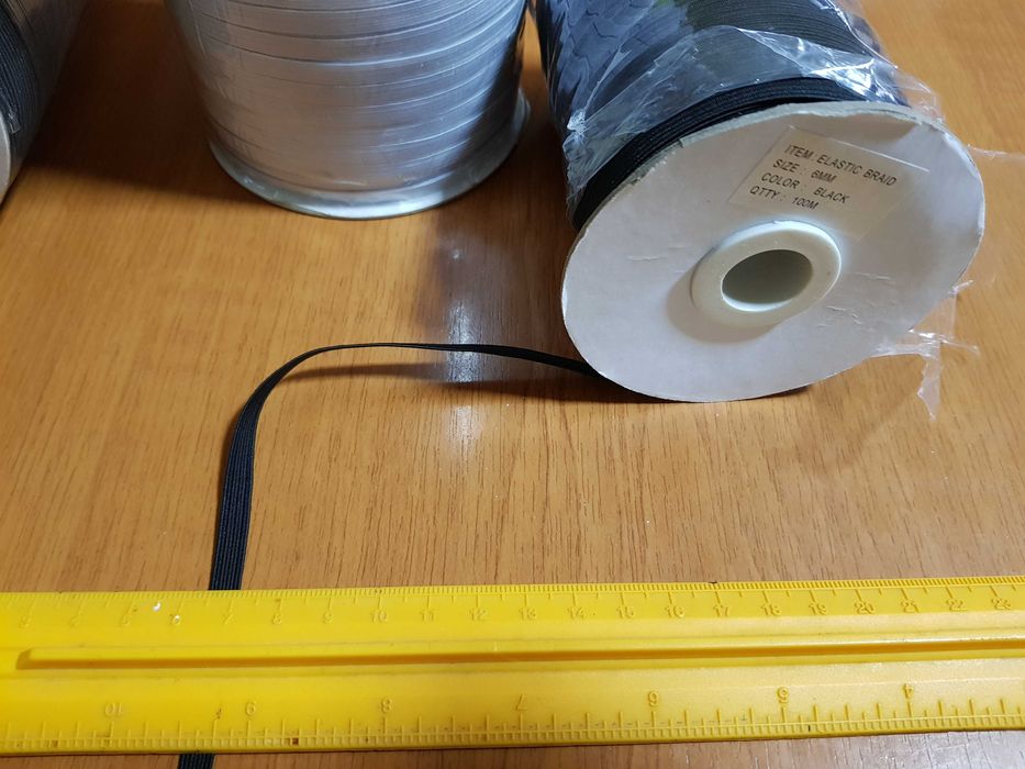 Elastic alb si negru la 100m si la 250m, lat de 0,60 cm