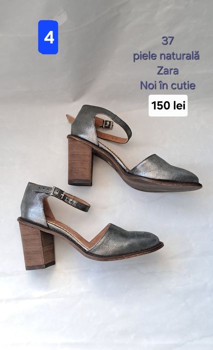 Pantofi noi gri metalizat Zara