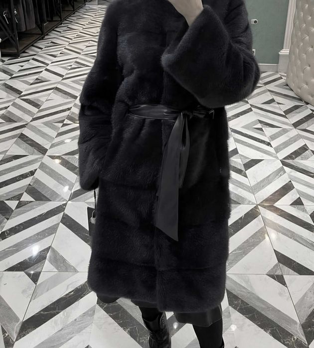 Haină blană nurcă / vizon, gri  S-L