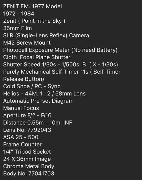 Aparat de fotografiat ZENIT-E