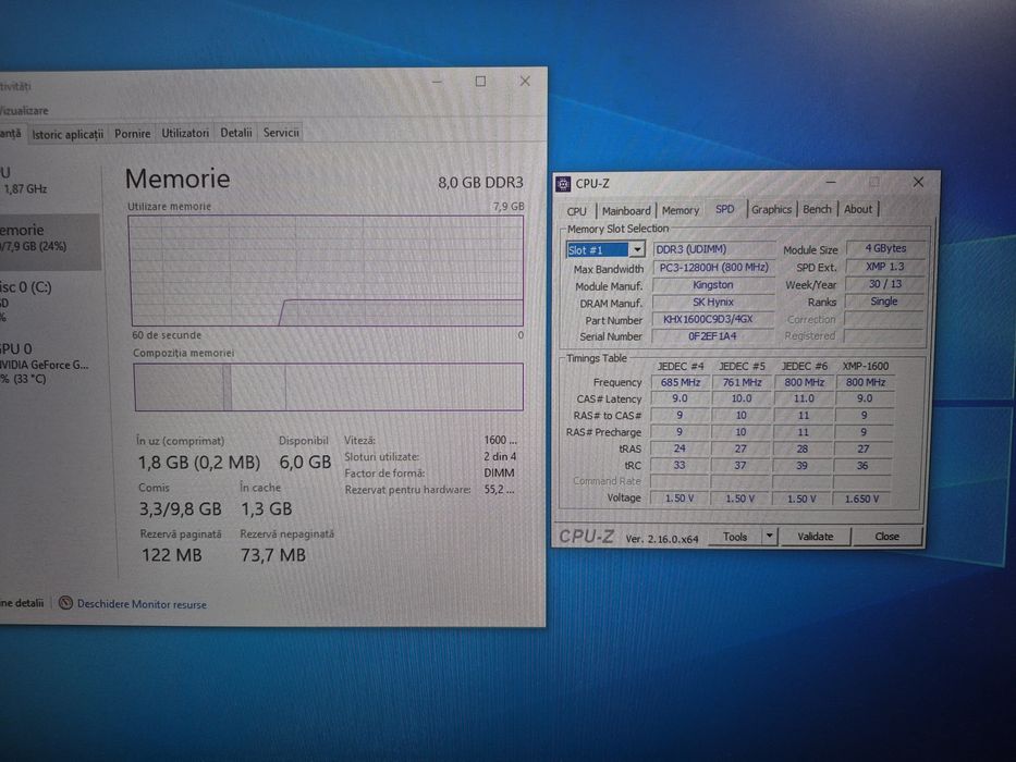 Memorie ram 8GB DDR3 Corsair 1600 MHz ( 2x4GB)