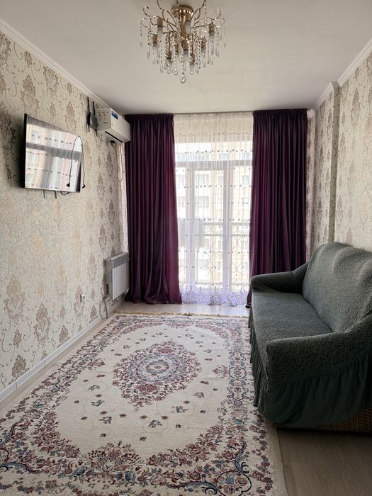 Сдам 1 комн кв. в мкр. "Туран-2" на долгий срок, полностью обставлена