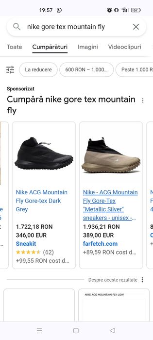 Adidași Nike ACG Mountain Fly Gore Tex*trail*munte*femei
