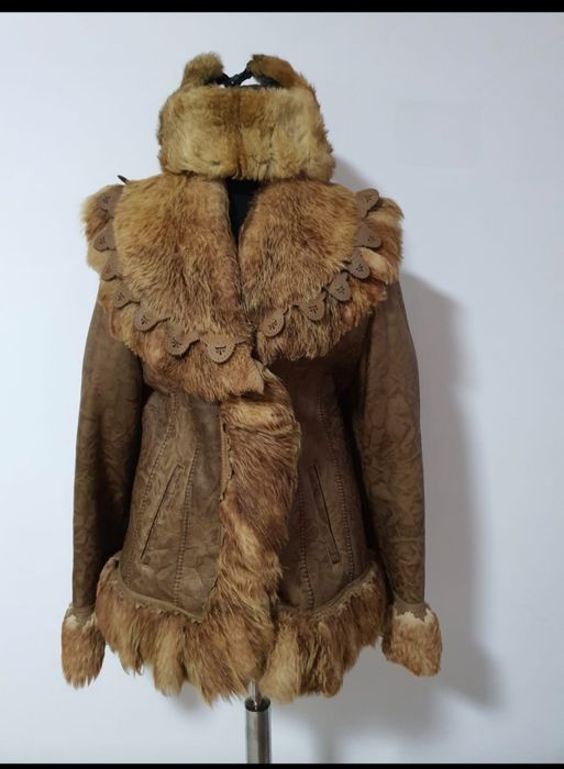 Haina de blana,cojocel modern si caciula pilot din blana/piele natural