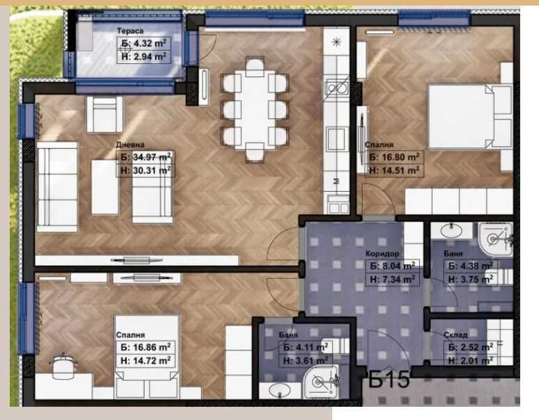 Продава се Тристаен апартамент в София, Връбница 1 - 101 кв.м за 1795 €/кв.м - Снимка #1