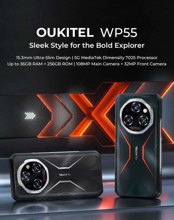Oukitel WP55 5G 36GB RAM 256GB ROM с IP68 защита