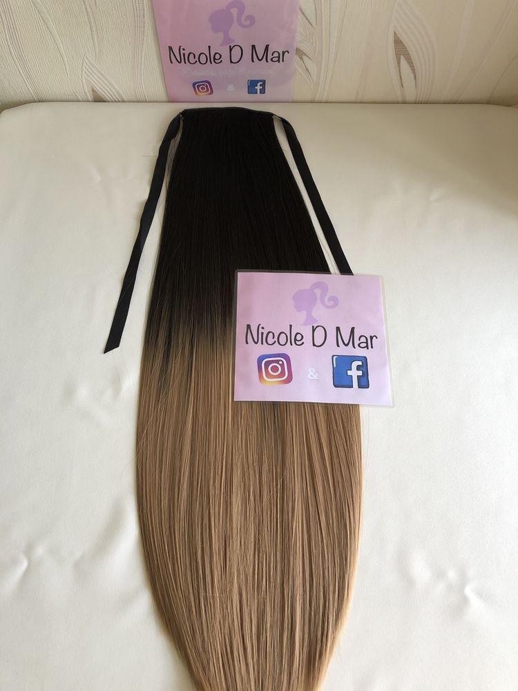 Coada de par/extensii ombre negru cu blond inchis Nicole D Mar