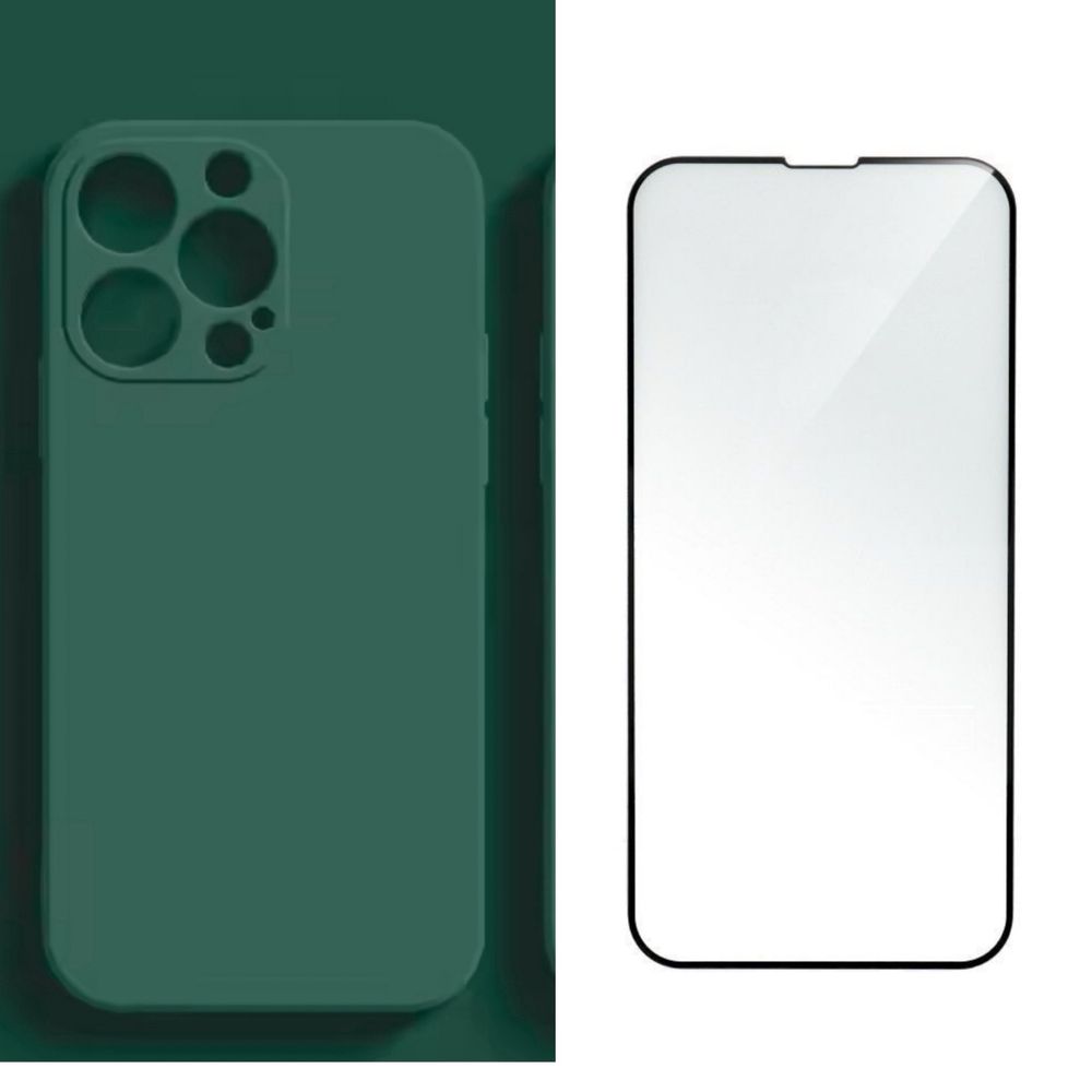 Husa Silicon Colorata si Folie Sticla Iphone 11/12/13/14/15/16 PRO MAX