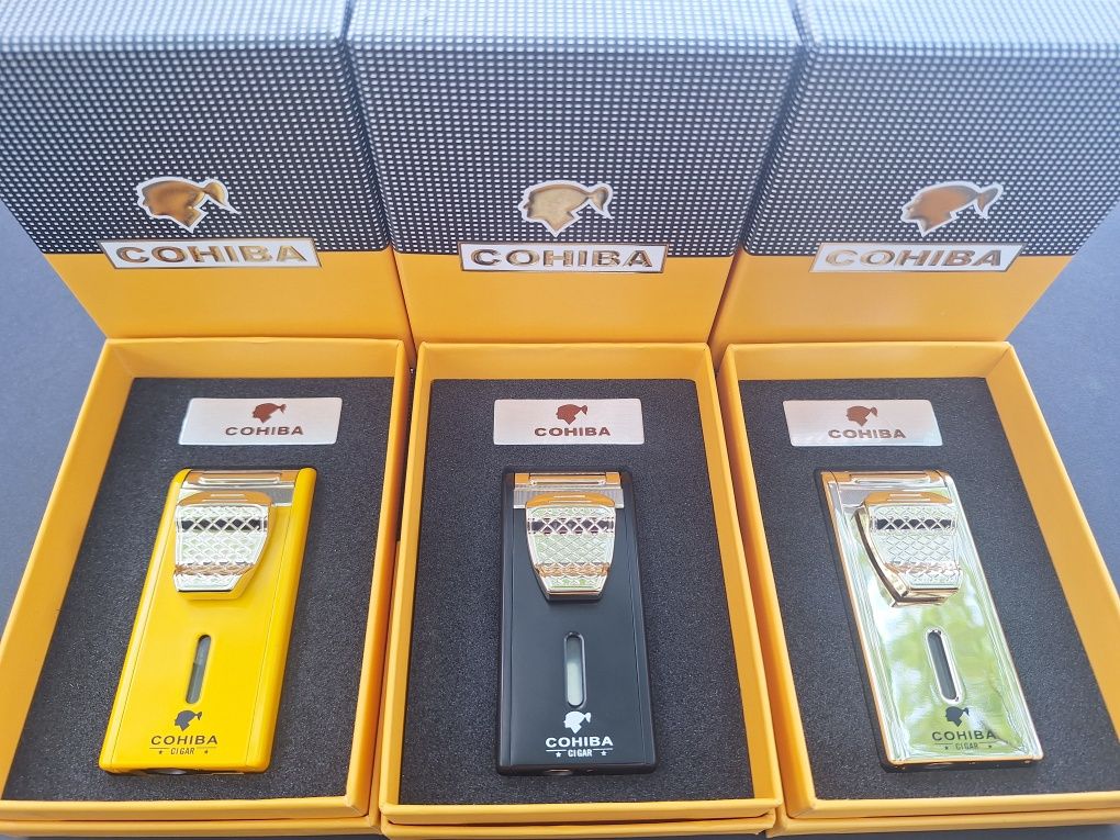 Запалка за пури COHIBA с вградена резачка и пънч (двоен джет)
