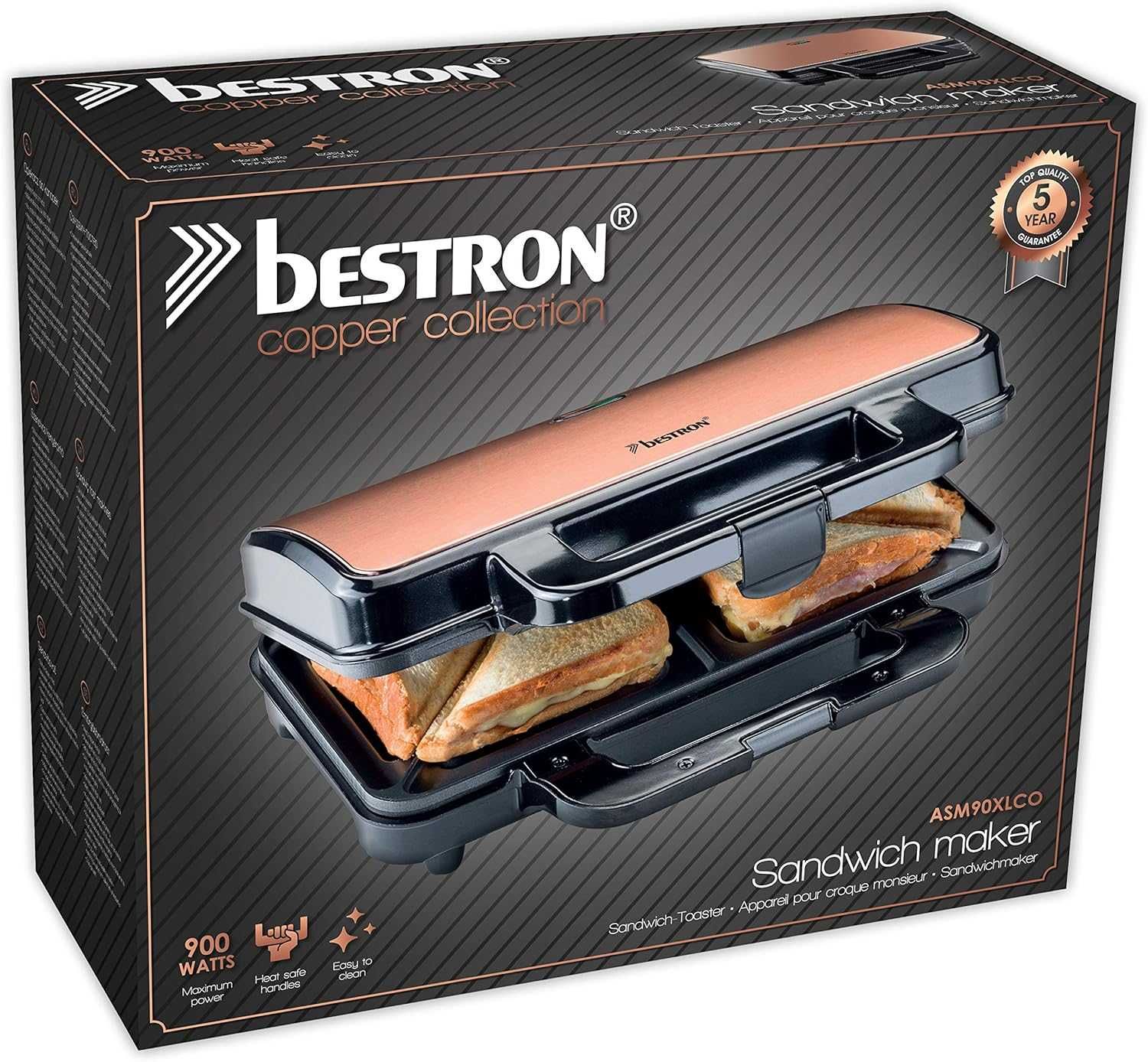 Машина за сандвичи Bestron, незалепващо покритие 900W