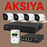 AKSIYA!  Kamera komplekt — 4 ta kamera + Nvr + HDD + Poe