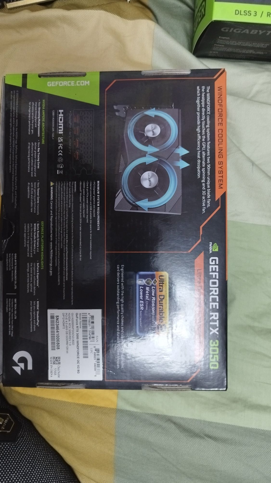 Видеокарта Gigabyte Geforce RTX 3050 WINDFORCE OC V2 8G