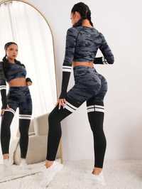 HOT! Compleu sport dama, flexibil, model deosebit, Camuflaj negru