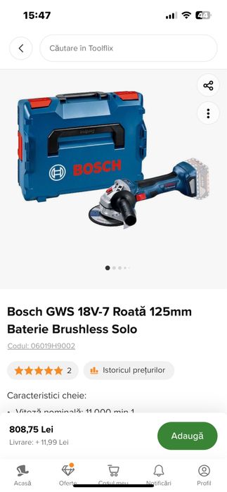 Flex Bosch GWS 18V-7 brushless in cutia L-boxx-Nou