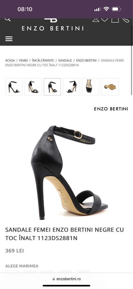 Sandale cu toc piele naturala /38 Enzo Bertini