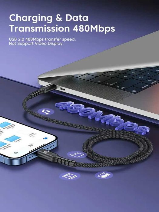 Кабел за бързо зареждане PD3.1 Мощност 240W/USB Type-C до USB-C 8K60Hz