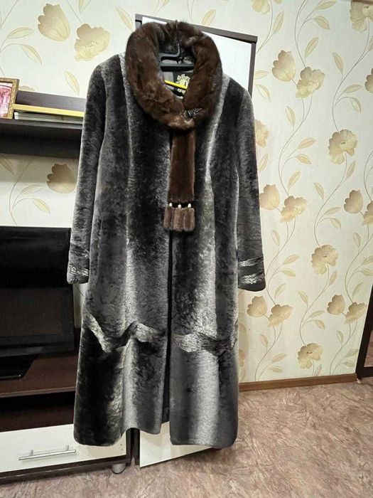 Шуба мутон с норкой 50-52