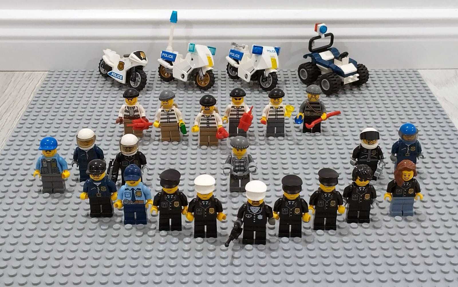 LEGO City 20 minifigurine politisti si infractori, 3 motociclete + ATV