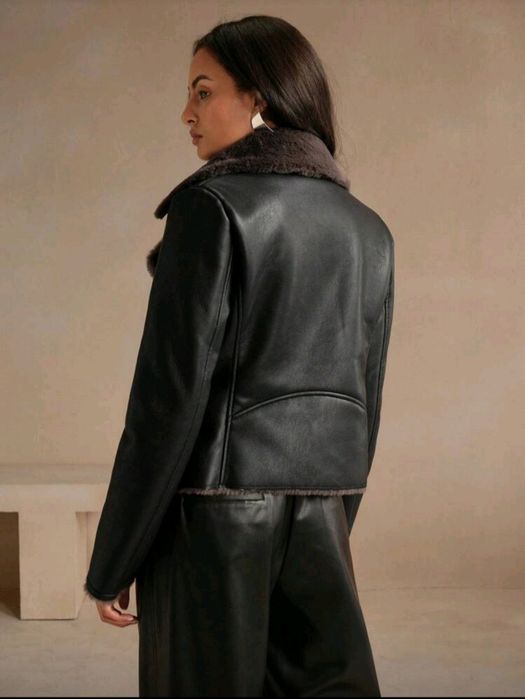 НОВО Кожено топло яке от изкуствена кожа размер S