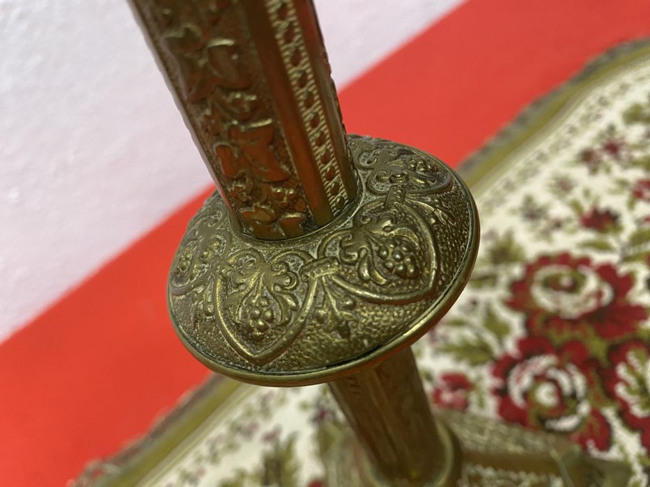 Винтидж френски месингов свещник с ръчна орнаментика 1950-те