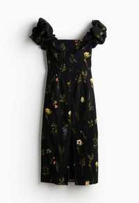 Елегантна рокля с лен НМ / Сатенена пола HM / Черна рокля по тялото