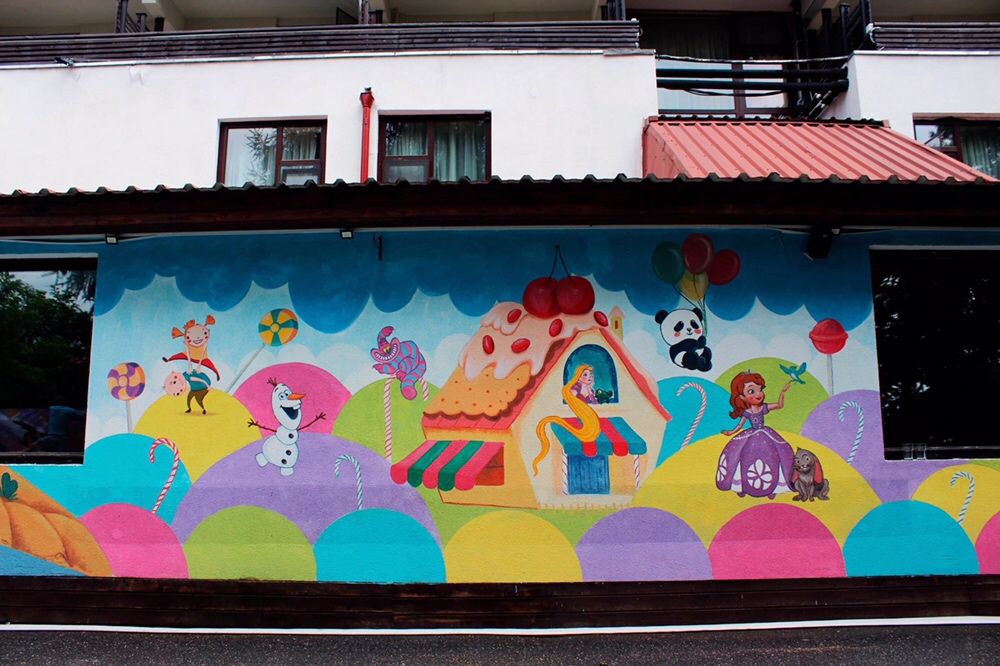 Pictura pe perete, camera copil, gradinita, after-school, personaje