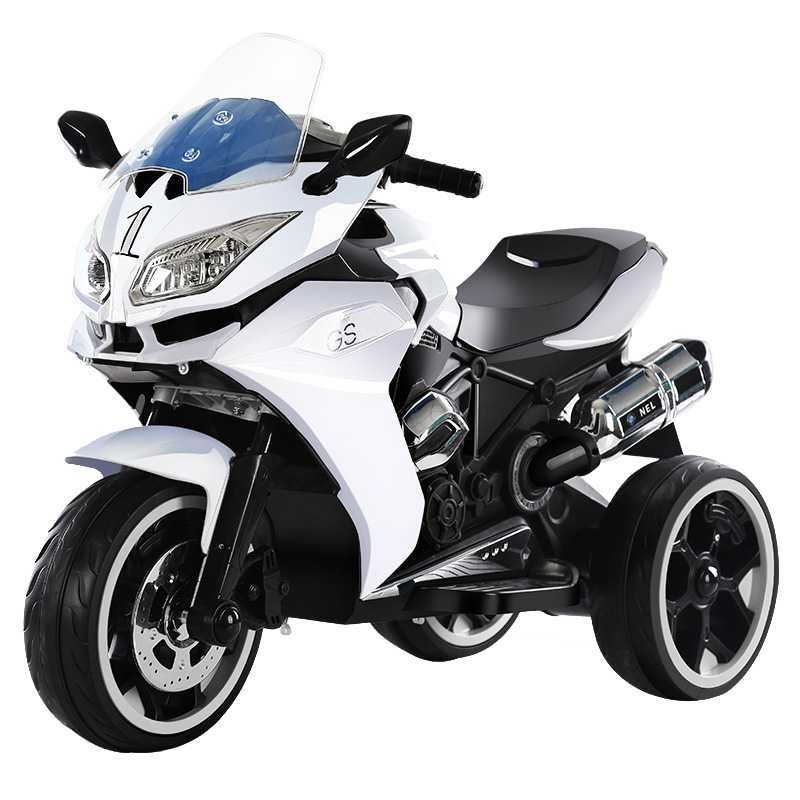 Motocicleta electrica cu 3 roti copii 2-6 ani GS Sport cu lumini  #Alb