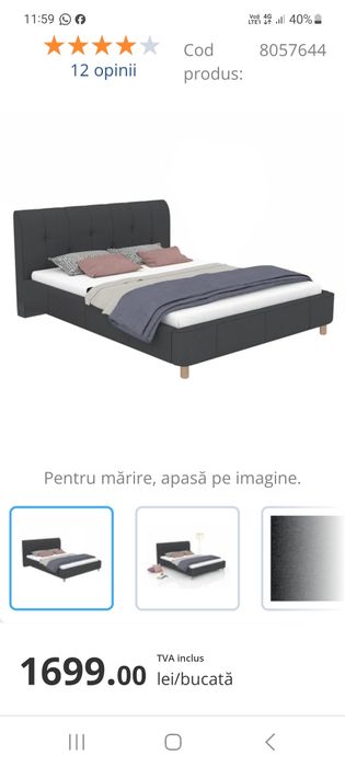 Pat dublu gri 160/200