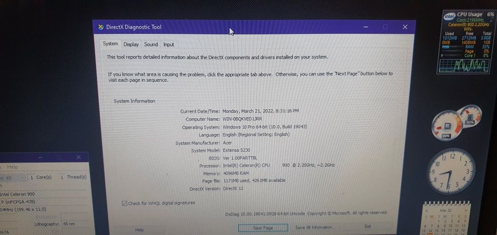 Vând laptop Acer cu procesor intel și 4gb ram