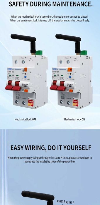 TOMZN TOB1S-63M TUYASmartlife WIFI смартметър RS485