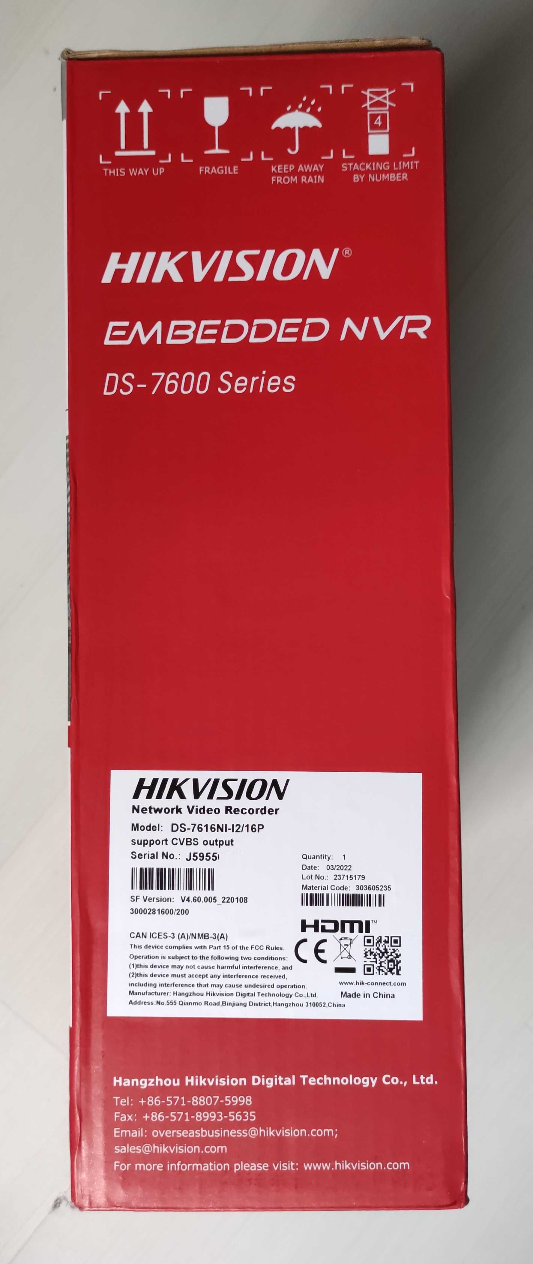 16 портов NVR Hikvision DS-7616NI-I2/16P Нов