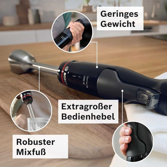 Блендер Bosch ErgoMaster Series 4, ножове от неръждаема стомана, 1000W