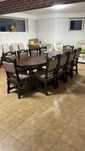 Vand set rustic masa ovala extensibila cu 10  scaune