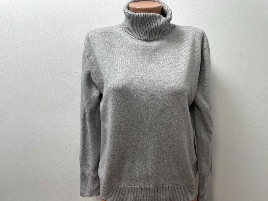 Дамски пуловер 42 - L КОПРИНА и КАШМИР поло яка сив