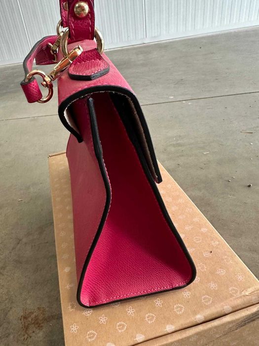 Geanta de piele naturala roz fucsia Italia