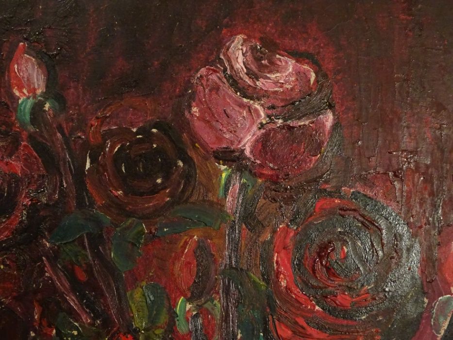 Tablou, Maria Franculescu - Deosebiti trandafiri pe carton